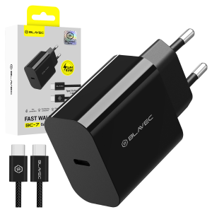 Ταχυφορτιστής 45W GaN4 USB-C PD PPS QC4+ με Καλώδιο USB-C σε USB-C Blavec BC-7 Μαύρος